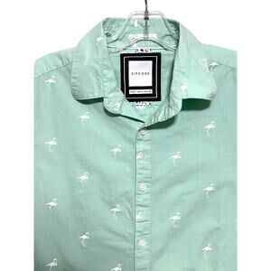 Zip Code Flamingo Birds All Over Print Button Shirt Men S Summer Vacation Resort